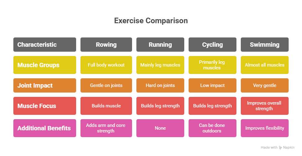 Comparing Rowing To Other Exercises - visual selection