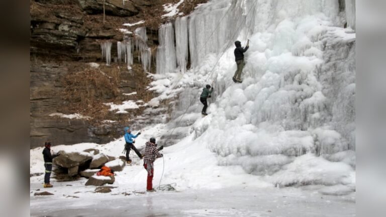 How Do Ice Climbers Stay Safe on Frozen Waterfalls?